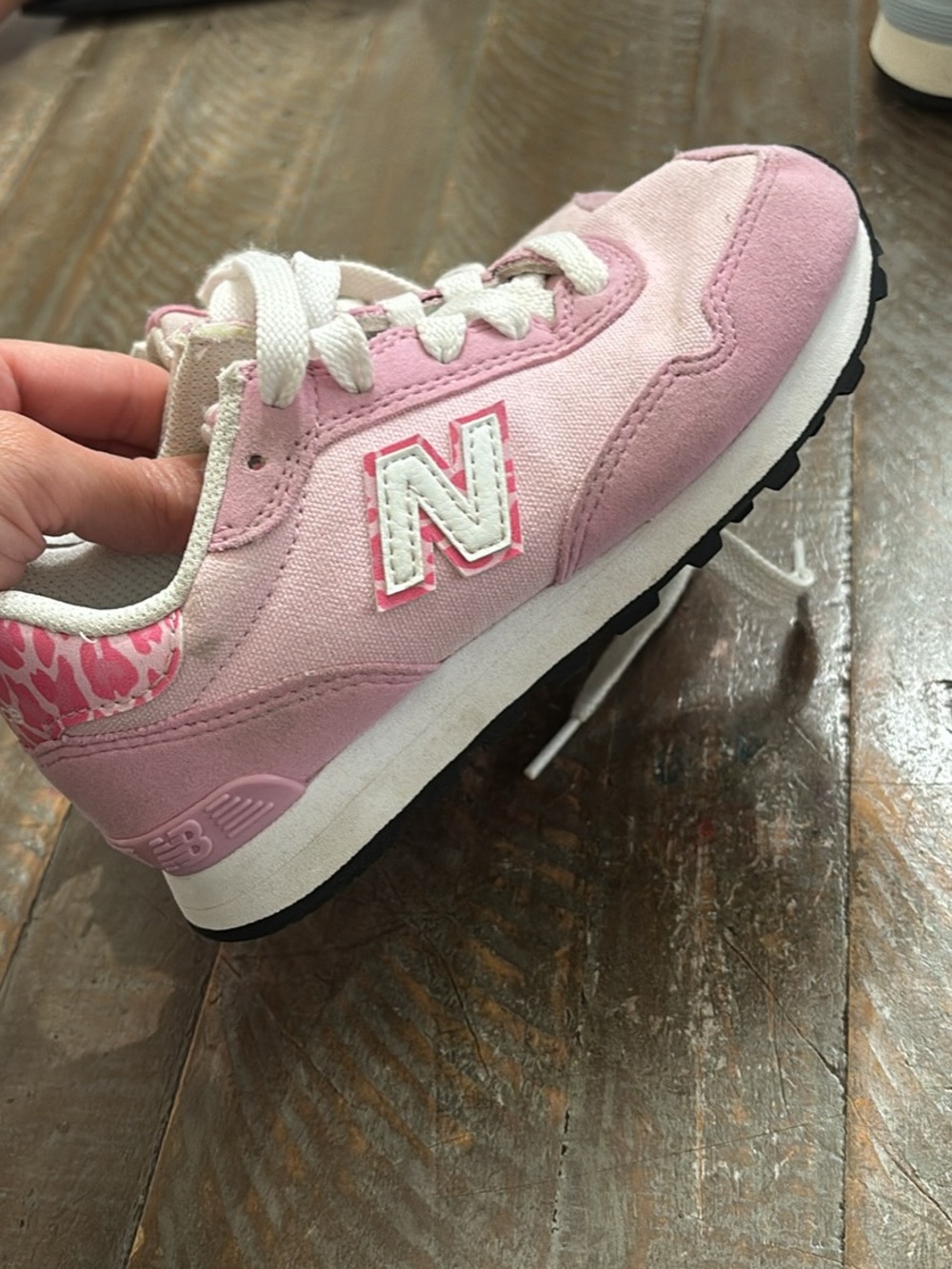 New Balance Kids Pink and White Lace-Up Sneakers